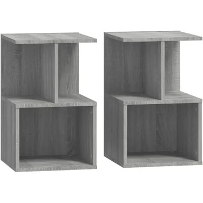 Decoshop26 lot de 2 tables de chevet étagère - Gris - Publicité Decoshop26 lot de 2 tables de chevet étagère - Gris - Publicité