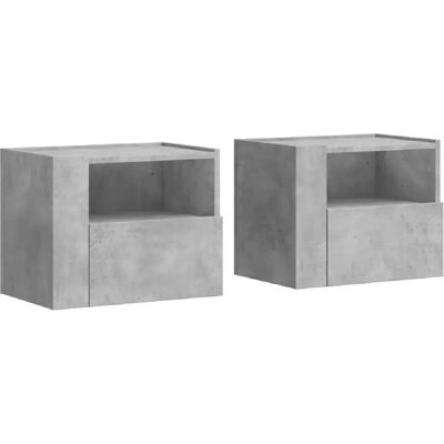Decoshop26 lot de 2 chevets muraux avec tiroir - Gris - Publicité Decoshop26 lot de 2 chevets muraux avec tiroir - Gris - Publicité