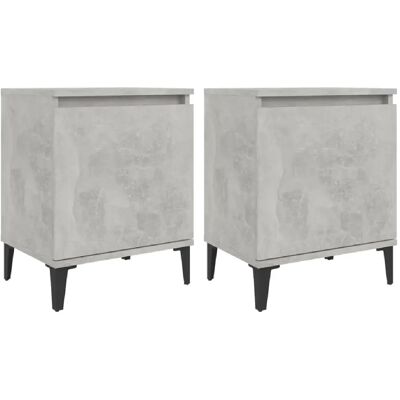 Decoshop26 lot de 2 tables de chevet - Gris - Publicité Decoshop26 lot de 2 tables de chevet - Gris - Publicité