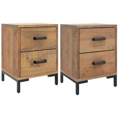 Decoshop26 Lot de 2 chevets tiroirs - Marron - Publicité Decoshop26 Lot de 2 chevets tiroirs - Marron - Publicité