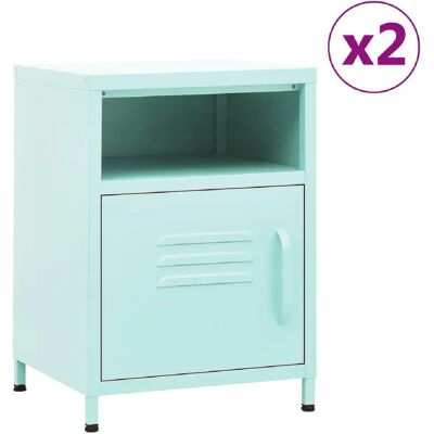 Decoshop26 Lot de 2 tables de chevet métal - Menthe - Publicité Decoshop26 Lot de 2 tables de chevet métal - Menthe - Publicité