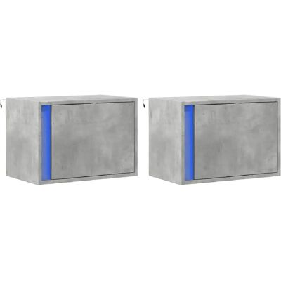 Decoshop26 Lot de 2 chevets muraux LED - Gris - Publicité Decoshop26 Lot de 2 chevets muraux LED - Gris - Publicité