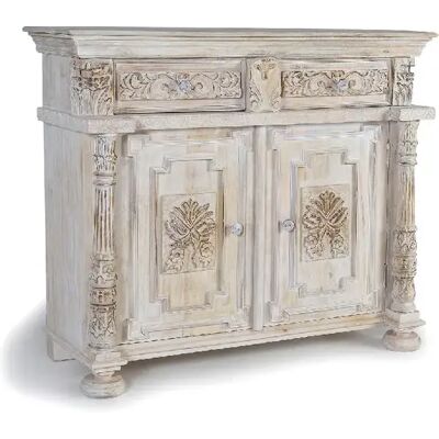 Giner y Colomer Credenza - Bois de Mangue - 2 Portes & Tiroirs - 100x45x120cm - Publicité Giner y Colomer Credenza - Bois de Mangue - 2 Portes & Tiroirs - 100x45x120cm - Publicité