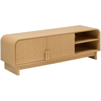 Pegane Meuble TV 2 portes 1 étagère - Beige - Publicité Pegane Meuble TV 2 portes 1 étagère - Beige - Publicité