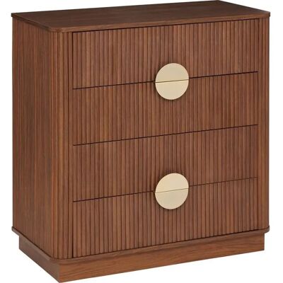 Pegane Commode 4 tiroirs - Noyer - Publicité Pegane Commode 4 tiroirs - Noyer - Publicité