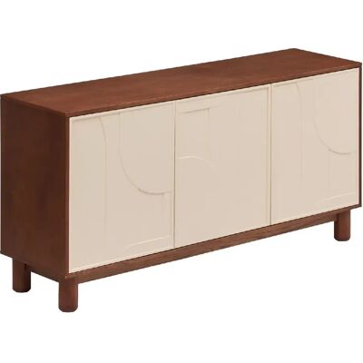 ATMOSPHERA Buffet 3 portes design en relief JILANI - Marron et beige - Publicité ATMOSPHERA Buffet 3 portes design en relief JILANI - Marron et beige - Publicité