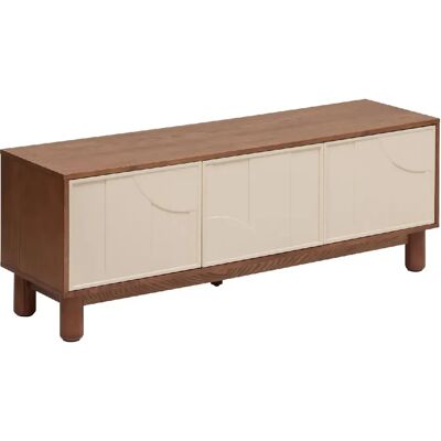 ATMOSPHERA Meuble TV 2 portes et 1 tiroir design en relief JILANI - Marron et beige - Publicité ATMOSPHERA Meuble TV 2 portes et 1 tiroir design en relief JILANI - Marron et beige - Publicité