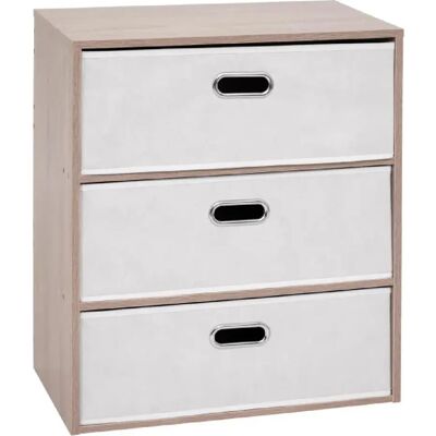 Five simply smart Commode 3 tiroirs paniers - Beige - Publicité Five simply smart Commode 3 tiroirs paniers - Beige - Publicité