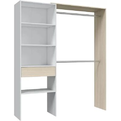Pegane Armoire dressing avec tiroir - Blanc - Publicité Pegane Armoire dressing avec tiroir - Blanc - Publicité