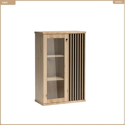 Otitec Armoire vitrine - Bois clair - Publicité Otitec Armoire vitrine - Bois clair - Publicité