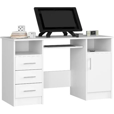 Akord Bureau avec caisson 3 tiroirs - Blanc - Publicité Akord Bureau avec caisson 3 tiroirs - Blanc - Publicité