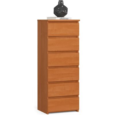 Akord Commode haute 6 tiroirs - Bois aulne - Publicité Akord Commode haute 6 tiroirs - Bois aulne - Publicité