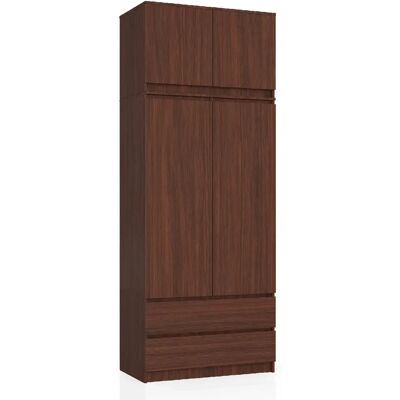 Akord Armoire Surmeuble 2 Portes 2 Tiroirs Wengé 90X51X234 - Publicité Akord Armoire Surmeuble 2 Portes 2 Tiroirs Wengé 90X51X234 - Publicité