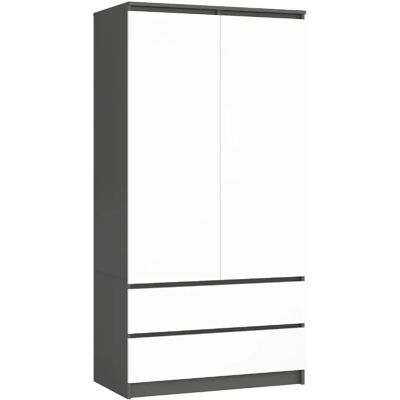 Akord Armoire penderie 2 portes - Graphite/blanc - Publicité Akord Armoire penderie 2 portes - Graphite/blanc - Publicité