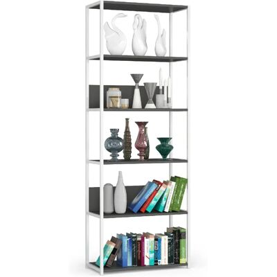 Akord Étagère Métallique Loft Blanc/Gris 70X32X192 - Publicité Akord Étagère Métallique Loft Blanc/Gris 70X32X192 - Publicité