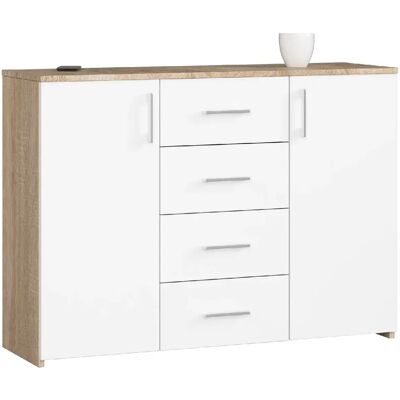 Akord Commode 4 tiroirs - Blanc mat - Publicité Akord Commode 4 tiroirs - Blanc mat - Publicité
