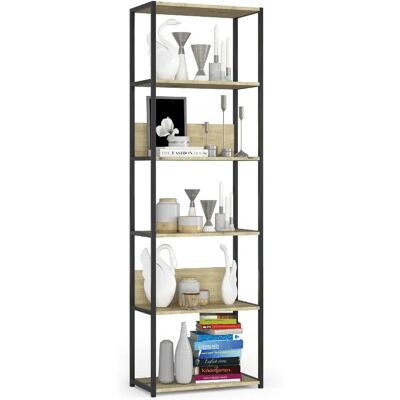 Akord Étagère Métallique Loft Noir/Chêne Artisan 60X32X192 - Publicité Akord Étagère Métallique Loft Noir/Chêne Artisan 60X32X192 - Publicité