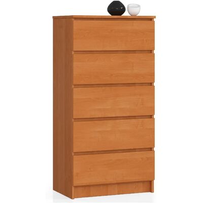 Akord Commode 5 tiroirs - Bois clair - Publicité Akord Commode 5 tiroirs - Bois clair - Publicité