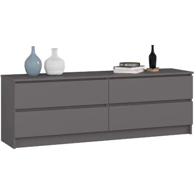 Akord Commode 4 tiroirs - Gris graphite - Publicité Akord Commode 4 tiroirs - Gris graphite - Publicité