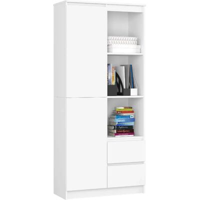 Akord Étagère Ouverte Blanc 80X35X180 - Publicité Akord Étagère Ouverte Blanc 80X35X180 - Publicité