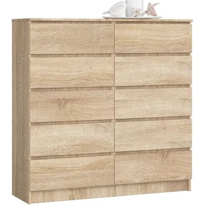 Akord Dressoir 10 Tiroirs Chêne Sonoma 120X40X121 - Publicité Akord Dressoir 10 Tiroirs Chêne Sonoma 120X40X121 - Publicité