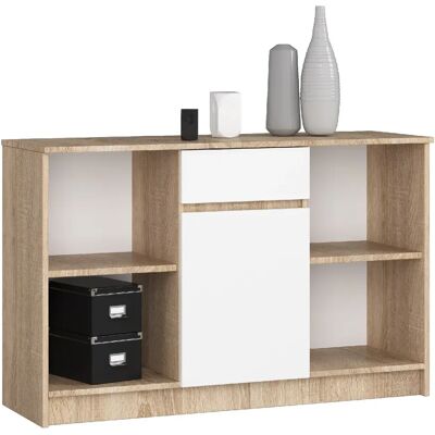 Akord Dressoir 1 Tiroir 1 Porte Chêne Sonoma Et Blanc 120X40X77 - Publicité Akord Dressoir 1 Tiroir 1 Porte Chêne Sonoma Et Blanc 120X40X77 - Publicité