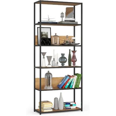 Akord Étagère Métallique Loft Noir/Chêne Craft 80X32X192 - Publicité Akord Étagère Métallique Loft Noir/Chêne Craft 80X32X192 - Publicité