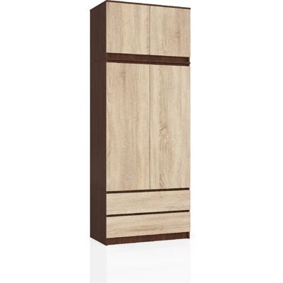 Akord Armoire surmeuble 2 portes 2 tiroirs - Wengé chêne - Publicité Akord Armoire surmeuble 2 portes 2 tiroirs - Wengé chêne - Publicité