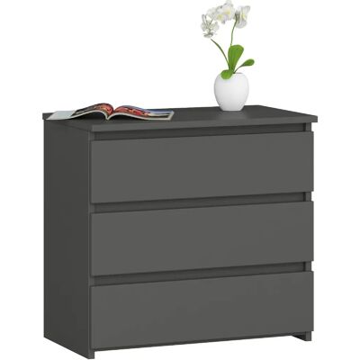 Akord Chevet 3 tiroirs - Graphite - Publicité Akord Chevet 3 tiroirs - Graphite - Publicité