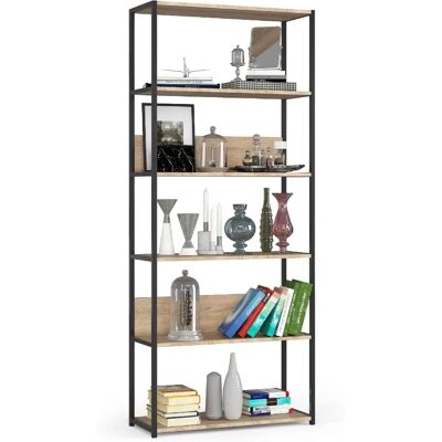 Akord Étagère Métallique Loft Noir/Chêne Sonoma 80X32X192 - Publicité Akord Étagère Métallique Loft Noir/Chêne Sonoma 80X32X192 - Publicité