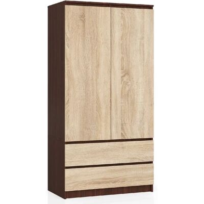 Akord Armoire penderie avec tiroirs - Wengé - Publicité Akord Armoire penderie avec tiroirs - Wengé - Publicité