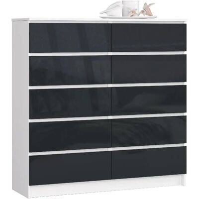 Akord Commode 10 tiroirs - Blanc et graphite - Publicité Akord Commode 10 tiroirs - Blanc et graphite - Publicité