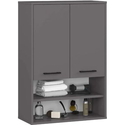 Akord Armoire Murale 2 Portes 1 Niche Gris Graphite 64X30X94 - Publicité Akord Armoire Murale 2 Portes 1 Niche Gris Graphite 64X30X94 - Publicité