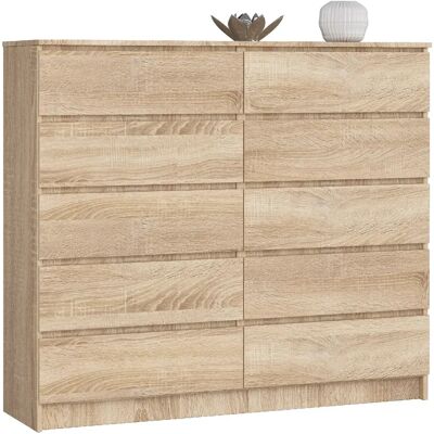 Akord Commode 10 Tiroirs Chêne Sonoma 138X40X121 - Publicité Akord Commode 10 Tiroirs Chêne Sonoma 138X40X121 - Publicité