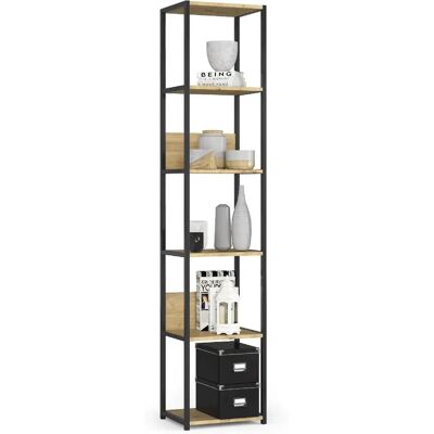 Akord Étagère Métallique Loft Noir/Chêne Artisan 40X32X192 - Publicité Akord Étagère Métallique Loft Noir/Chêne Artisan 40X32X192 - Publicité