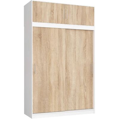 Akord Armoire coulissante adulte - Blanc / chêne sonoma - Publicité Akord Armoire coulissante adulte - Blanc / chêne sonoma - Publicité