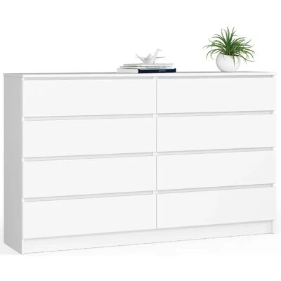 Akord Commode 8 Tiroirs Blanche 160X40X99 - Publicité Akord Commode 8 Tiroirs Blanche 160X40X99 - Publicité