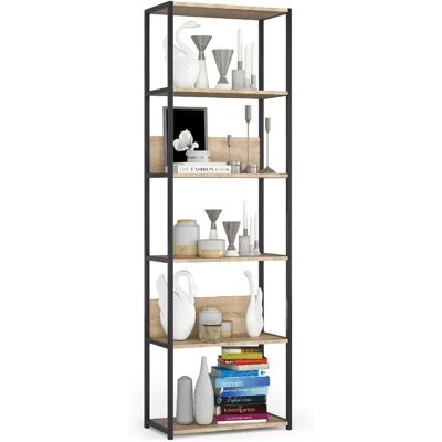 Akord Étagère Métallique Loft Noir/Chêne Sonoma 60X32X192 - Publicité Akord Étagère Métallique Loft Noir/Chêne Sonoma 60X32X192 - Publicité