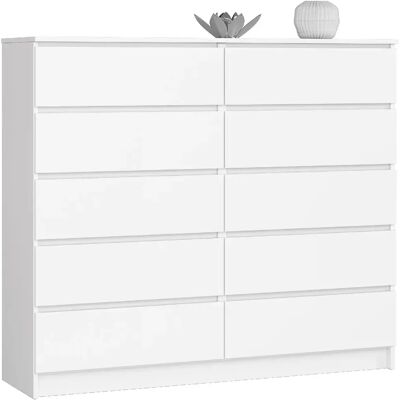 Akord Commode 10 tiroirs - Blanc - Publicité Akord Commode 10 tiroirs - Blanc - Publicité
