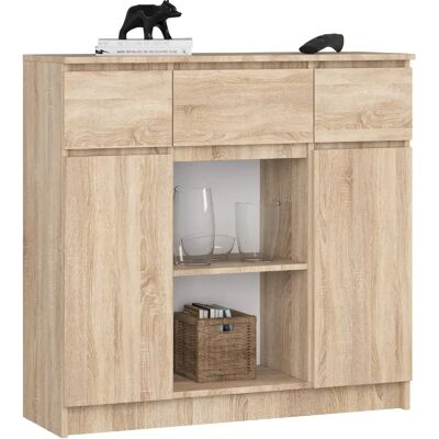 Akord Commode 2 Portes 3 Tiroirs 1 Petite Porte Chêne Sonoma 101X35X98 - Publicité Akord Commode 2 Portes 3 Tiroirs 1 Petite Porte Chêne Sonoma 101X35X98 - Publicité
