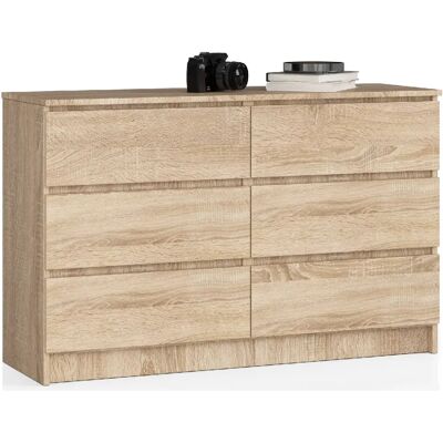 Akord commode 6 tiroirs - Chêne - Publicité Akord commode 6 tiroirs - Chêne - Publicité