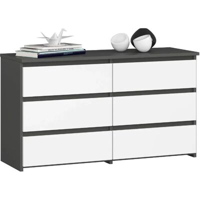 Akord commode 6 tiroirs - Graphite - Publicité Akord commode 6 tiroirs - Graphite - Publicité