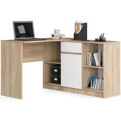 Akord Bureau D'angle Avec Buffet Chêne Sonoma/Blanc 120X126X79 - Publicité Akord Bureau D'angle Avec Buffet Chêne Sonoma/Blanc 120X126X79 - Publicité