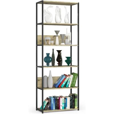 Akord Étagère Métallique Loft Noir/Chêne Artisan 70X32X192 - Publicité Akord Étagère Métallique Loft Noir/Chêne Artisan 70X32X192 - Publicité