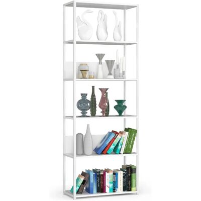 Akord Étagère Métallique Loft Blanc 70X32X192 - Publicité Akord Étagère Métallique Loft Blanc 70X32X192 - Publicité