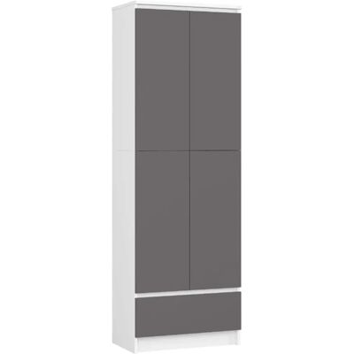 Akord Bibliothèque Fermée Blanc/Gris Graphite 60X35X180 - Publicité Akord Bibliothèque Fermée Blanc/Gris Graphite 60X35X180 - Publicité