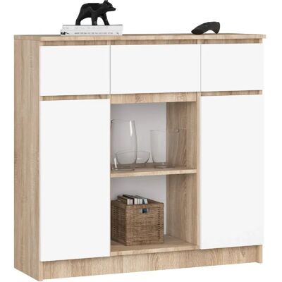 Akord Commode 2 Portes 3 Tiroirs 1 Petite Porte Chêne Sonoma/Blanc 101X35X98 - Publicité Akord Commode 2 Portes 3 Tiroirs 1 Petite Porte Chêne Sonoma/Blanc 101X35X98 - Publicité