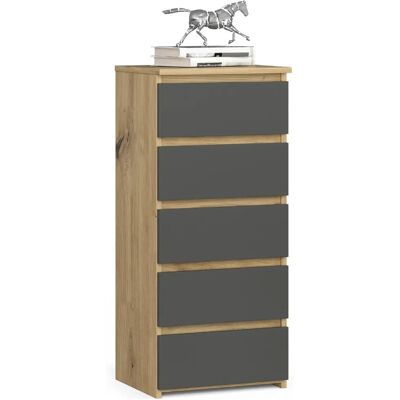 Akord Commode 5 tiroirs - Chêne - Publicité Akord Commode 5 tiroirs - Chêne - Publicité