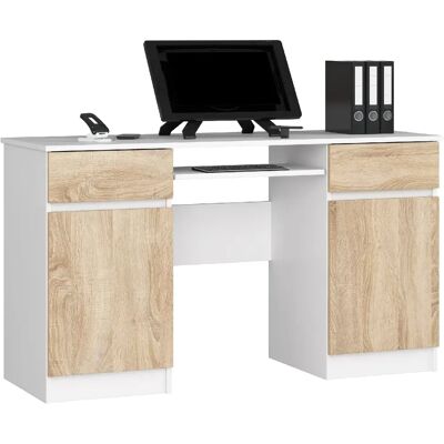Akord Bureau avec caisson 2 tiroirs - Blanc/chêne sonoma - Publicité Akord Bureau avec caisson 2 tiroirs - Blanc/chêne sonoma - Publicité