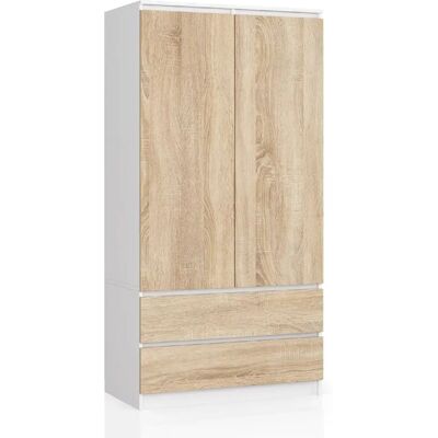 Akord Armoire penderie avec tiroirs - Blanc - Publicité Akord Armoire penderie avec tiroirs - Blanc - Publicité